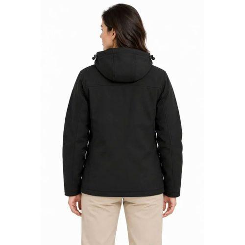 Su Geçirmez Softshell İçi Polar Astarlı Çıkarılabilir Kapüşonlu 4 Cepli Mont Ceket - Siyah