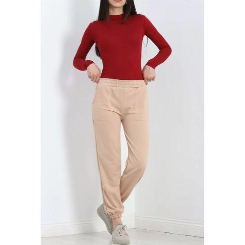 pilelistore Paça Lastikli İki İplik Eşofman Altı Bej