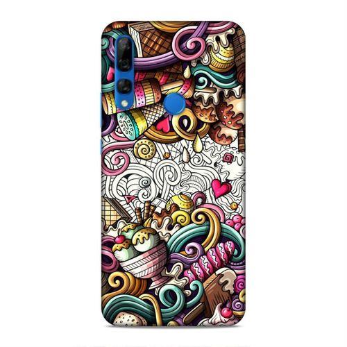 Huawei Y9 Prime 2019 Kılıf Dondurma Doodle Arka Kapak Silikon Koruma Full Koruyucu
