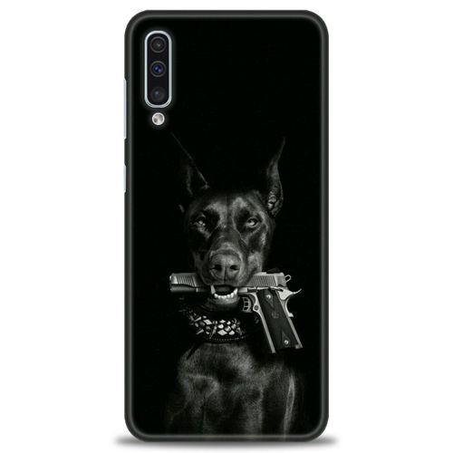 Samsung Galaxy A50S Kılıf HD Baskılı Kılıf - Tabanca ve Köpek + Tam Ekran Koruyucu