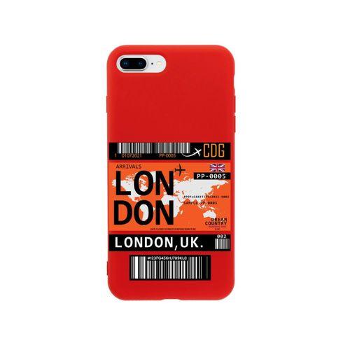 iPhone 7 Plus London Bilet Tasarımlı Kırmızı Telefon Kılıfı