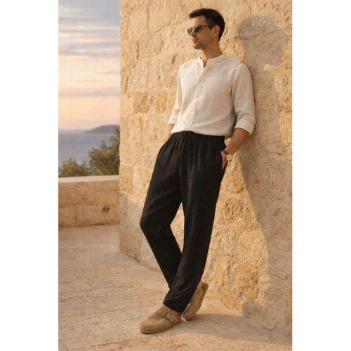 Hafif ve Rahat Müslin Baggy Erkek Pantolon - Siyah
