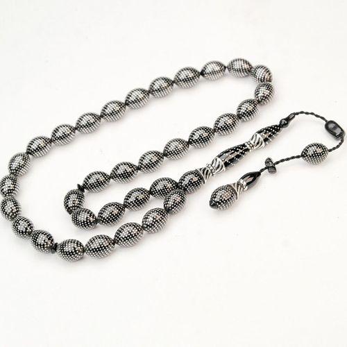 Oltu Taşı Nokta Çeşmi Bülbül İşlemeli Tespih