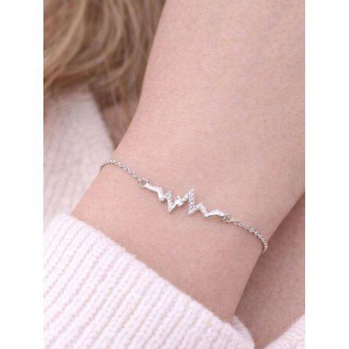 Gümüş Zirkon Taşlı Kalp Ritmi Kadın Bileklik