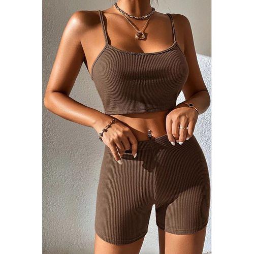 Kadın Kahverengi Şortlu Kaşkorse Gecelik Takım