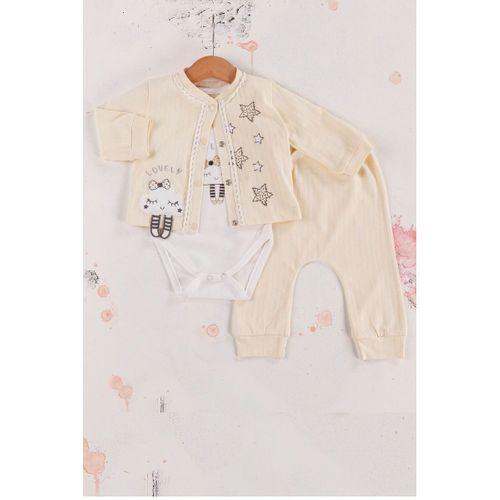 Lovely Yıldız Desenli 3'lü Hırkalı Kız Bebek Takım