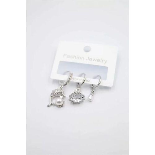 3'lü Yunus Balığı Küpe - Gümüş