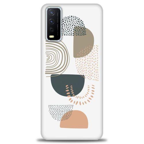 Vivo Y20S Kılıf HD Baskılı Kılıf - Turuncu Yarım Daire + Tam Ekran Koruyucu