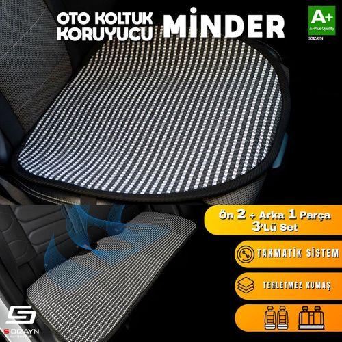 S-Dizayn Oto Koltuk Koruyucu Alt Minder Çizgili Füme Beyaz Universal 2+1 Parça Ön Arka A+ Kalite