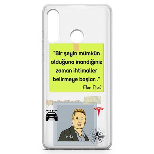Huawei Nova 4e Kılıf Caps-Elon Musk Arka Kapak Koruma Desenli Full Koruyucu