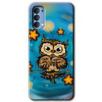 MRCİLETİSİM Oppo Reno 4 Kılıf HD Desen Baskılı Arka Kapak + Temperli Cam - Owl Bird Stars