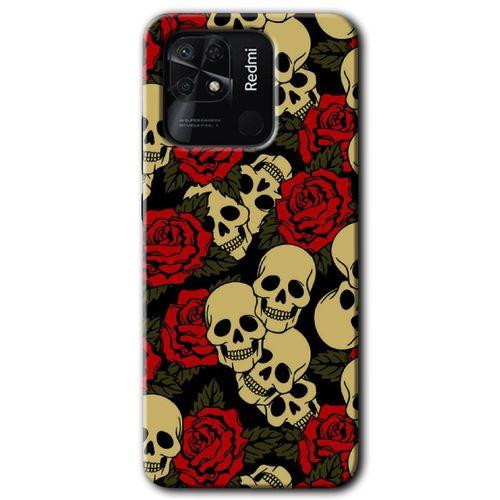 Xiaomi Redmi 10C Kılıf HD Desen Baskılı Arka Kapak + Temperli Cam - Kurukafa Aşk