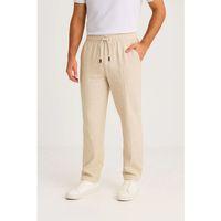 Erkek Keten Pantolon – Cepli, Beli Lastikli Ve Bağcıklı, Nefes Alan Rahat Kalıp, Yazlık Ve Baharlık Günlük Giyim, Şık - Konforlu Boru Paça Model - Bej