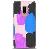 Samsung Galaxy S9 Plus Kılıf HD Baskılı Kılıf - Mor Siyah + Tam Ekran Koruyucu