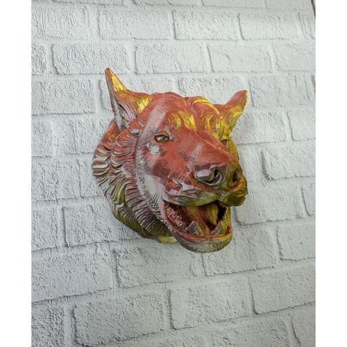 Gold Renk 3d Kurt Başı Duvar Dekoru