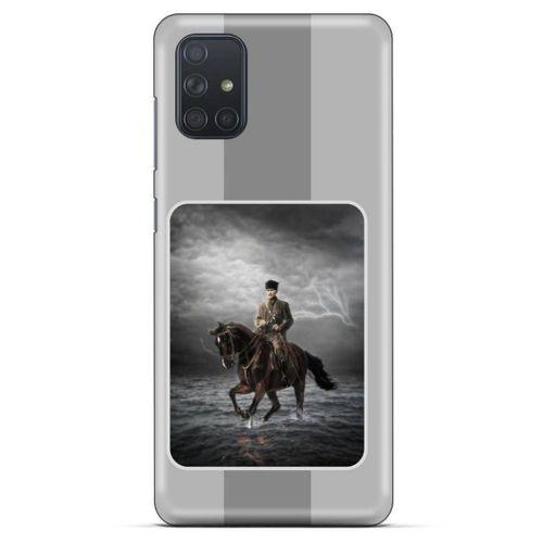 Samsung Galaxy M51 Kılıf Atatürk (39) Liquid Crystal Kılıf Gri Şerit