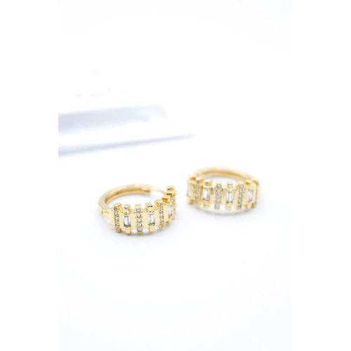 Taşlı Halka Küpe - Altın