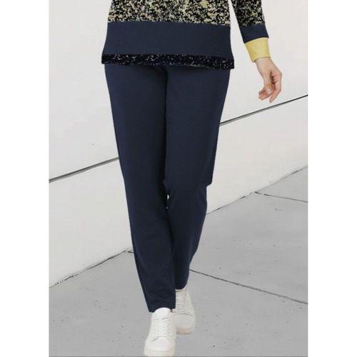 Kadın Uzun Kollu Bisiklet Yaka çizgili Desen Iki Iplik Bluz Ve Pantolon Ikili Takım