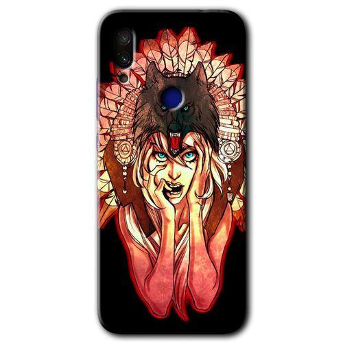 MRCİLETİSİM Xiaomi Redmi Note 7 Kılıf HD Desen Baskılı Arka Kapak+Temperli Cam - Kurt Kız