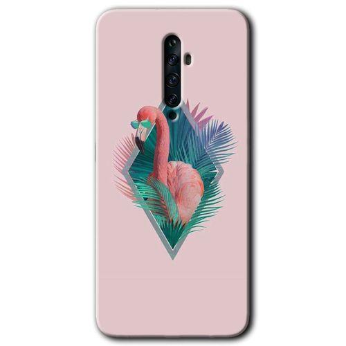 Oppo Reno 2z Kılıf Baskılı Arka Kapak - Flamingo +Tam Ekran Koruyucu