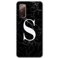 Samsung Galaxy S20 FE HD Baskılı Kılıf + 9D Tam Ekran Koruyucu - Siyah Mermer Desenli S Harfi