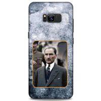 Samsung Galaxy S8 Plus Kılıf Atatürk (32) Soft Silikon Kılıf Gri Buzul