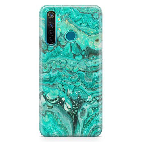Realme 5 Pro Kılıf Su Yeşili Mermer Arka Kapak Koruma Desenli Full Koruyucu