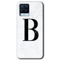 Realme 8 Pro Kılıf HD Desen Baskılı Arka Kapak - Beyaz Mermer Desenli B Harfi