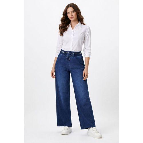 Kadın Bol Jean Pantolon Beli Ribana Lastikli BGL-ST05385