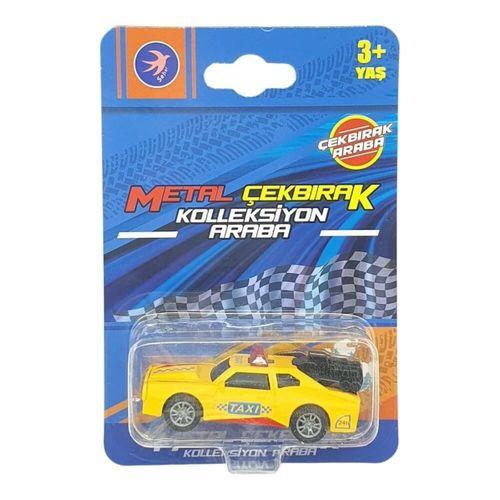 Çek Bırak Metal Küçük Arabalar 8 cm - SH40031 - Sarı Taxi