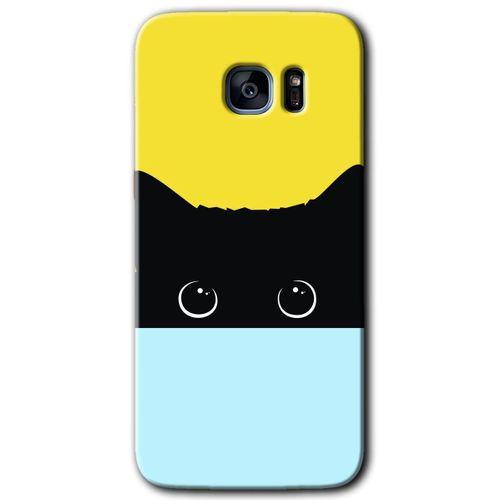 Potkal Hediye Fabrikası Samsung Galaxy S7 Edge HD Baskılı Kılıf + 9D Tam Ekran Koruyucu - Kara-Kedi