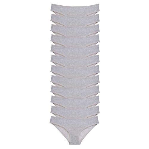 12 Adet Süper Eko Set Likralı Kadın Slip Külot Gri