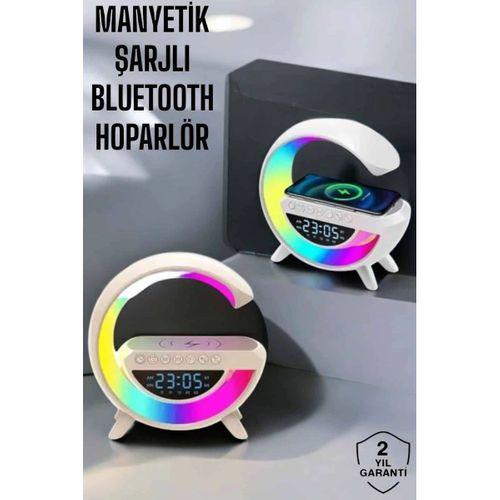 Bluetooth Hoparlör 15w Kablosuz Hızlı Şarj Led Gece Lambası