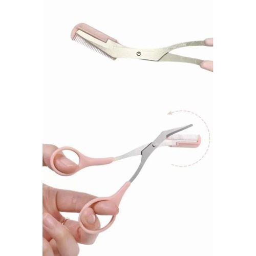 Kavisli Kaş Düzeltici Seti Kaş Makası Ve Kaş Usturası Paslanmaz Çelik Bıçaklı