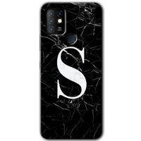 İnfinix Hot 10 Kılıf HD Desen Baskılı Arka Kapak - Siyah Mermer Desenli S Harfi