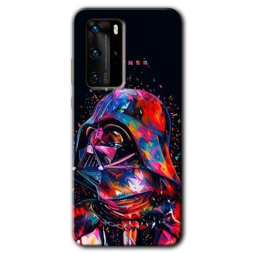 MRCİLETİSİM Huawei P40 Pro Kılıf HD Desen Baskılı Arka Kapak + Temperli Cam - Father Vader