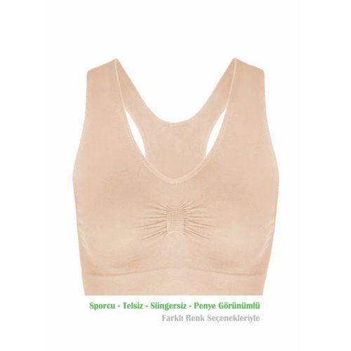 Alışveriş Meydanı Kadın Ten Pedsiz Likralı Sporcu Sütyeni Büstiyeri