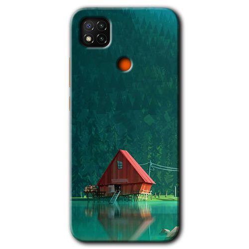 MRCİLETİSİM Xiaomi Redmi 9c Kılıf Kapak - House In Woods +Hayalet Ekran Yandan Gözükmez