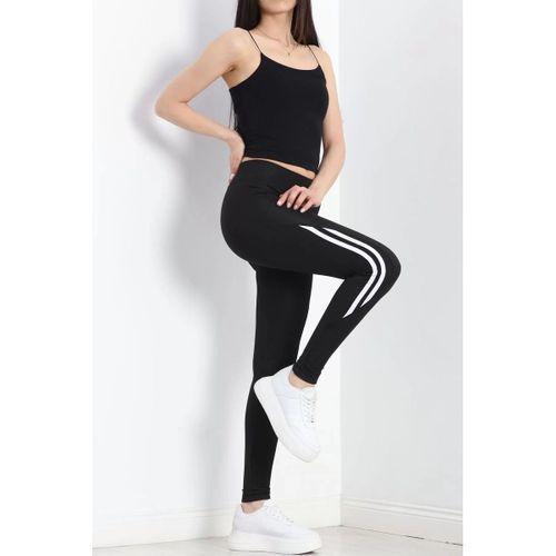 pilelistore Şeritli İçi Tüylü Tayt Siyah