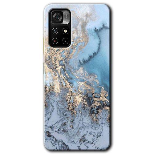 MRCİLETİSİM Poco M4 Pro 5G Kılıf HD Desen Baskılı Arka Kapak + Temperli Cam - Eski Mermer