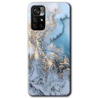 MRCİLETİSİM Poco M4 Pro 5G Kılıf HD Desen Baskılı Arka Kapak + Temperli Cam - Eski Mermer