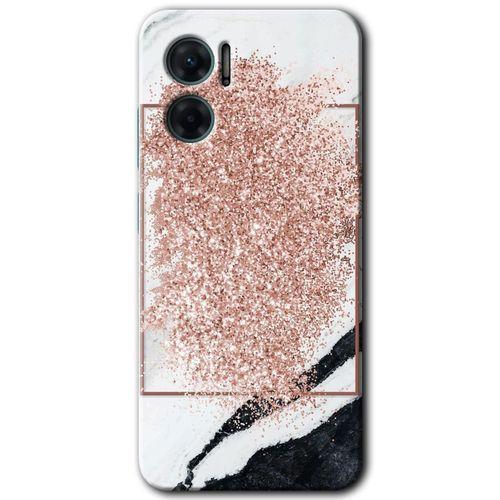 Xiaomi Redmi Note 11E HD Baskılı Kılıf + 9D Tam Ekran Koruyucu - Simli Mermer