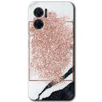 Xiaomi Redmi Note 11E HD Baskılı Kılıf + 9D Tam Ekran Koruyucu - Simli Mermer