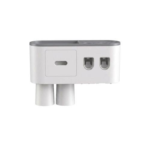 Çift Dispenserli Diş Macunu Sıkacağı 6 Fırçalık Bardaklı Banyo Organizer