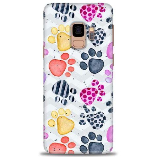 Samsung Galaxy S9 Kılıf HD Baskılı Kılıf - Renkli Patiler + Tam Ekran Koruyucu