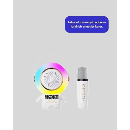 Karaoke Özellikli Astronot Bluetooth Hoparlör Kablosuz Mikrofonlu