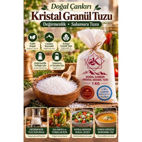 Doğal Çankırı Kristal Granül Kaya Tuzu 1 KG – Değirmenlik ve Salamura Tuzu