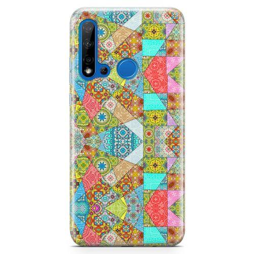 Huawei P20 Lite 2019 Kılıf Yeşil Vintage Arka Kapak Koruma Desenli Full Koruyucu