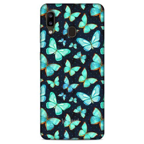 Samsung Galaxy A20 Kılıf Kelebek Etkisi (12) Koruyucu Silikon Beyaz Mavi