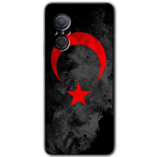 MRCİLETİSİM Huawei Nova 9 SE Kılıf HD Desen Baskılı Arka Kapak+Temperli Cam - Black Ayyıldız